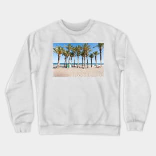 Summer Mediterranean beach scenes La Vila Joisa, Alicante Spain Crewneck Sweatshirt